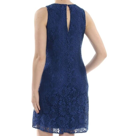 💙 Tommy Hilfiger Women’s Blue Lace Shift Dress Size 2 NWT - Picture 2 of 10